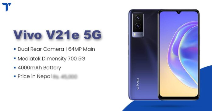Vivo V21e 5G Price in Nepal, Specs, Availability