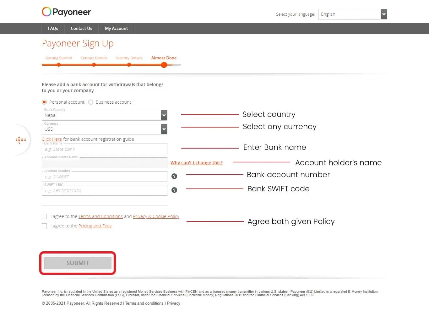 How to create Payoneer account in Nepal?